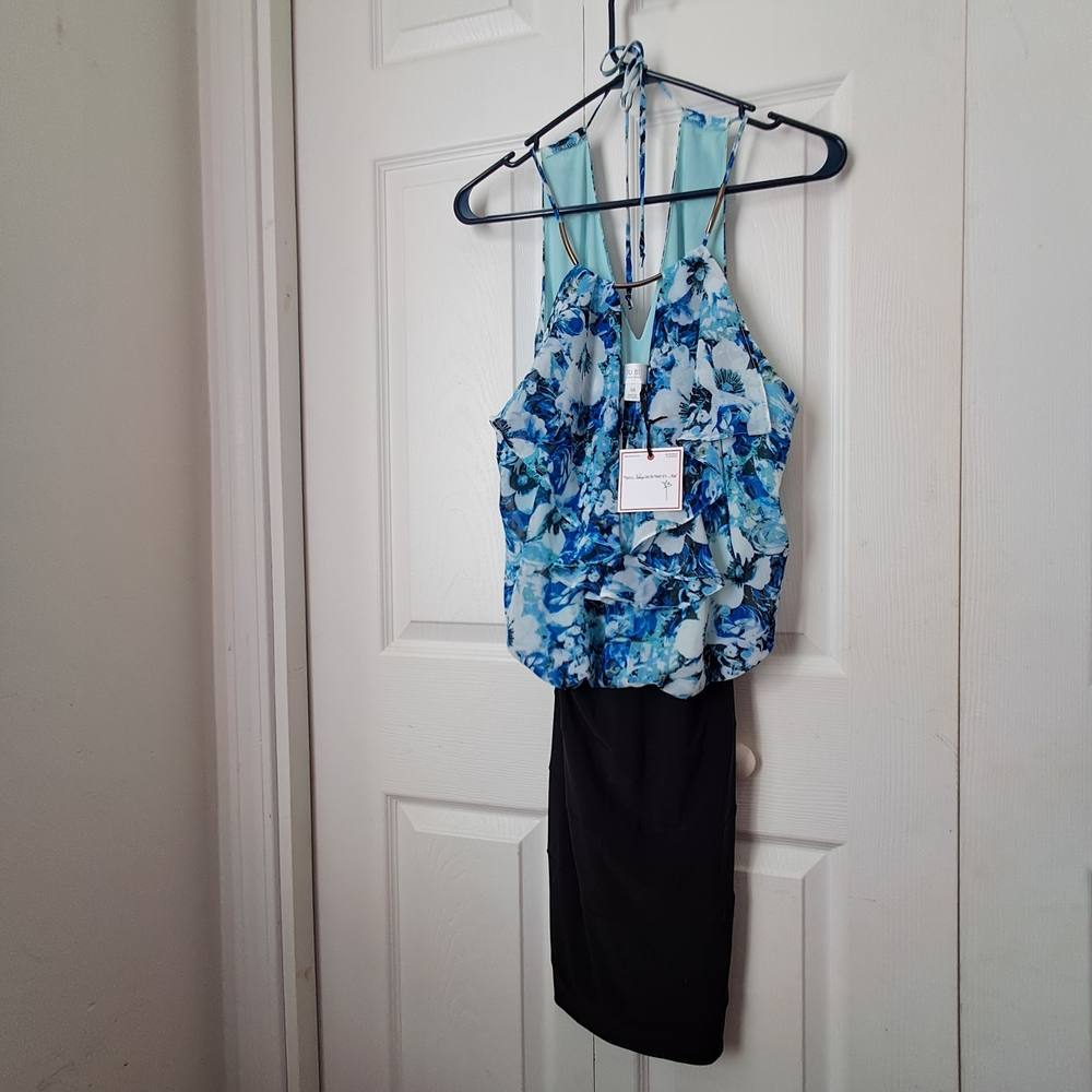 Blue And Black Floral Dress. NWT Womens Size 10